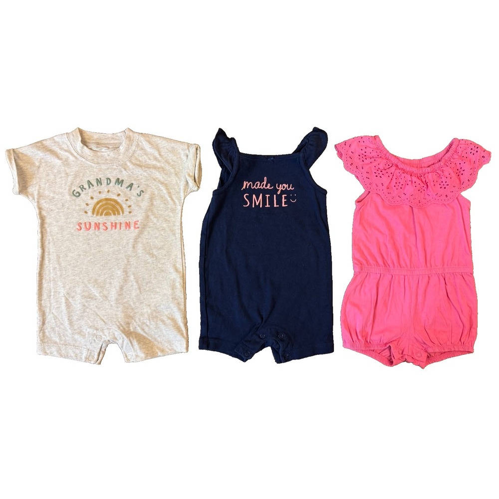 Carters Baby Clothes Girl 9 Months Rompers Grandmas Sunshine Shorts Outfits Lot‎